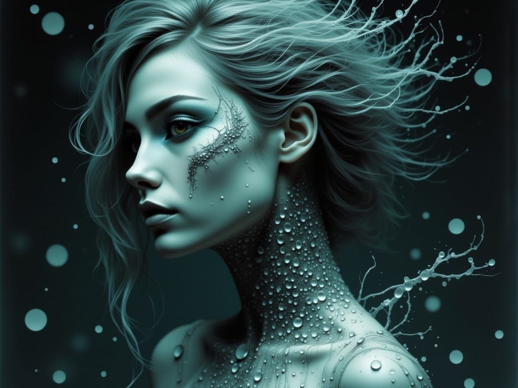 Ethereal Anatomy in Grey Blue Teal Amber