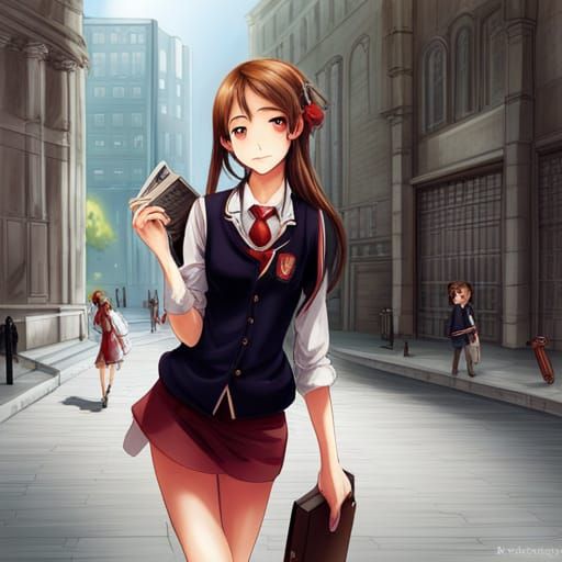Woman student at Harvard university by artist "anime", Anime Key Visual, Japanese Manga, Pixiv, Zerochan, Anime art, Fan...
