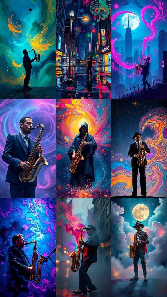Jazz Nighttime Sonic Tapestry in Vibrant Colors