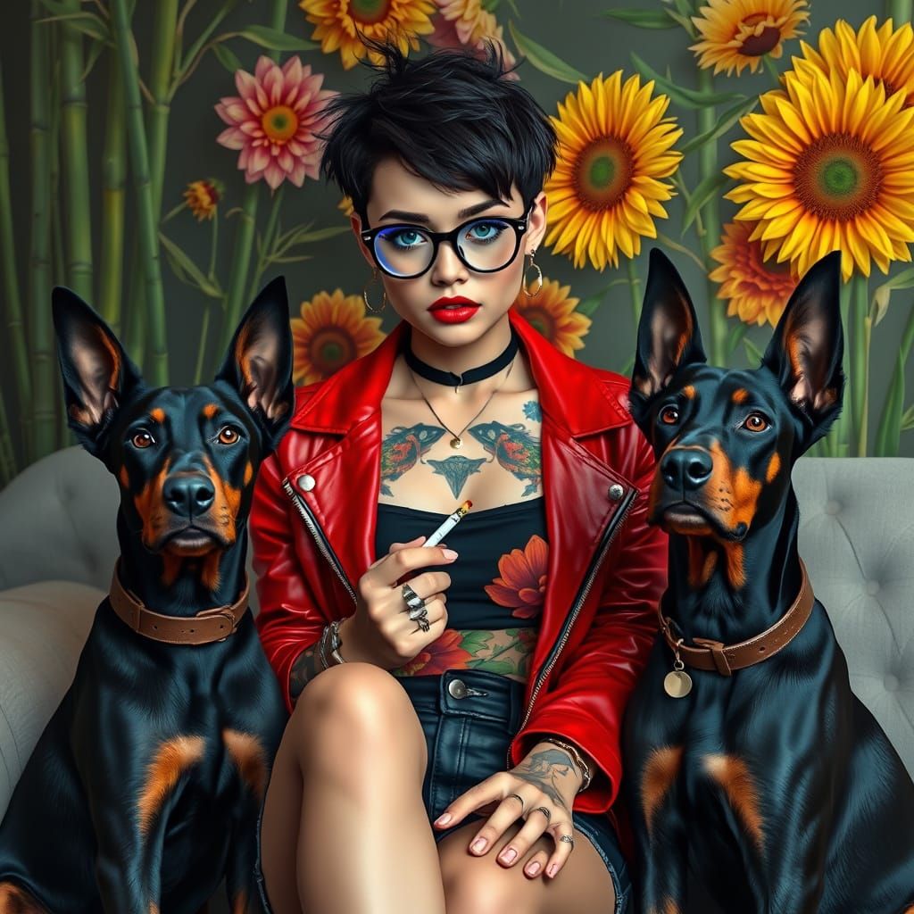 A beautiful oil painting in the style of Lawrence Alma, a very beautiful young woman with fair skin and short black hair...