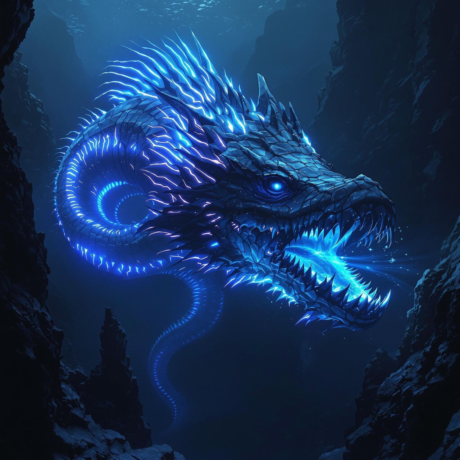 A colossal, ancient leviathan slithering through the crushin...