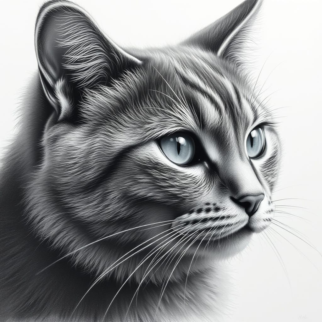 Beautiful British Blue-Gray Cat Close-Up in Hyperdetailed Ch...