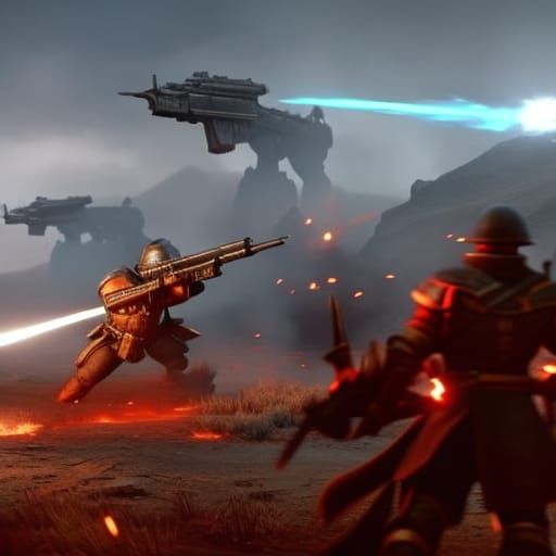 Epic Battle on Mars: Dark Fantasy Concept Art