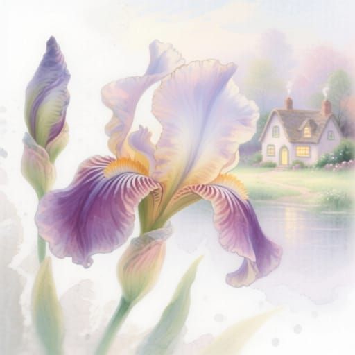 Extreme Macro Closeup of Irises in Soft Pastels