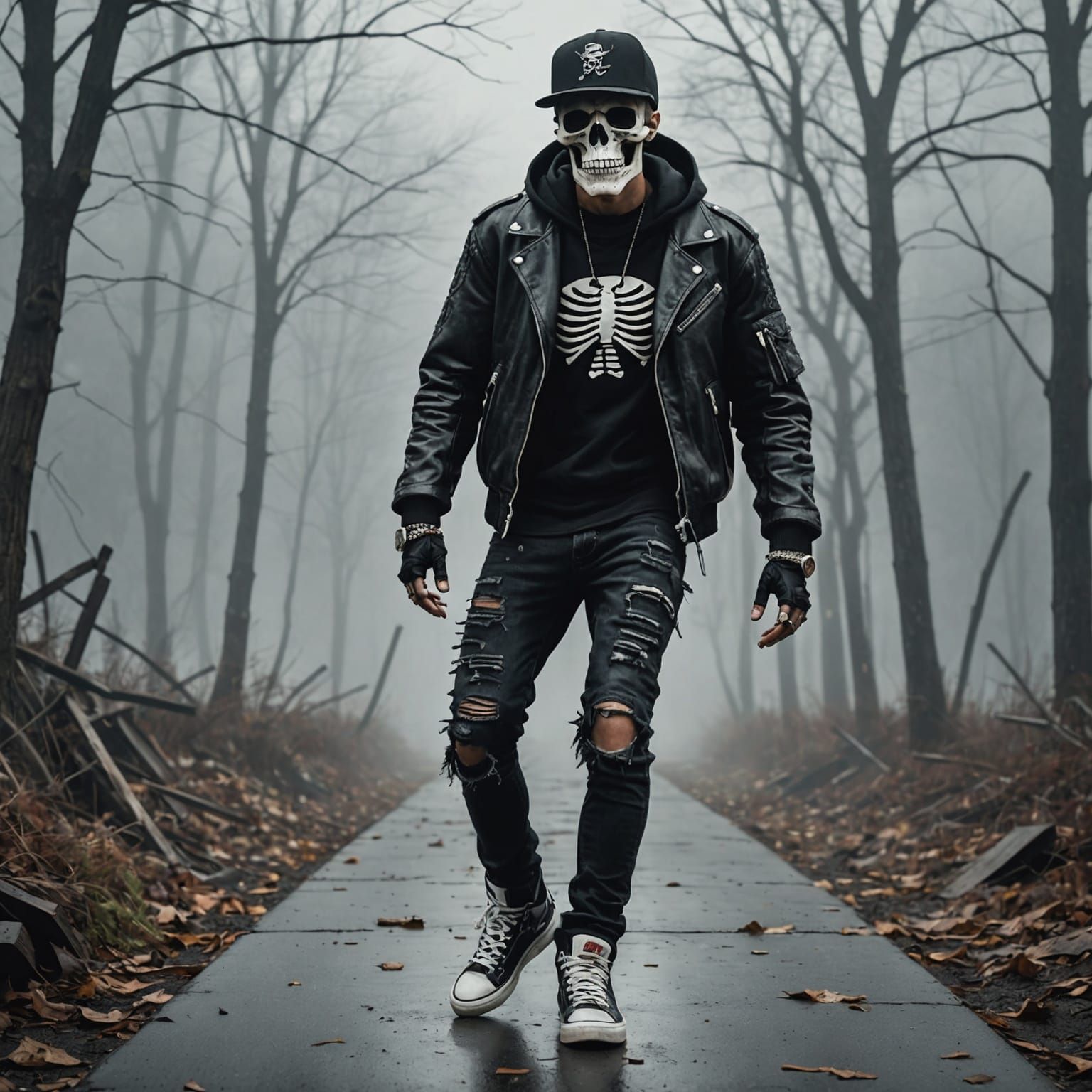 Skeleton Skateboarder in Greg Rutkowski Style