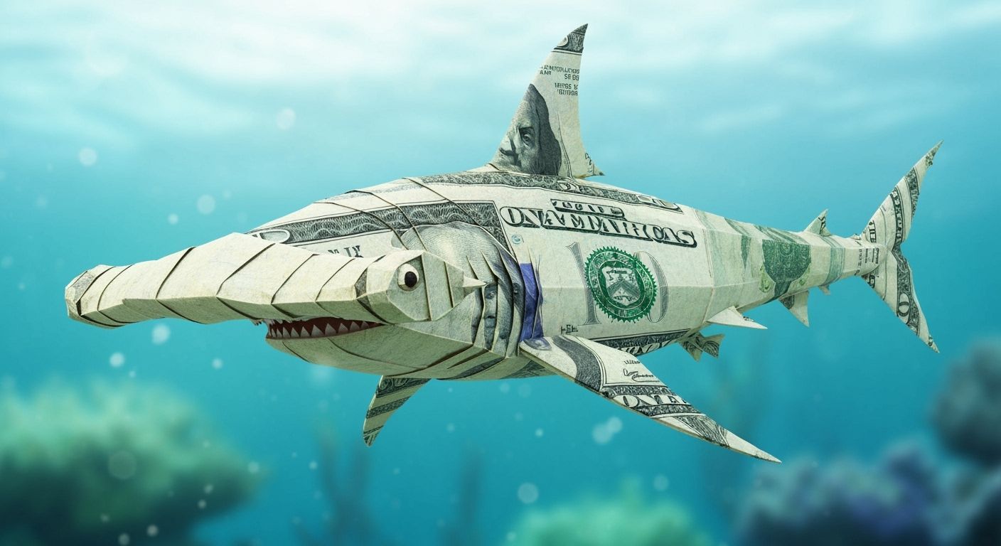 Origami Hammerhead Shark Made of $100 Bill