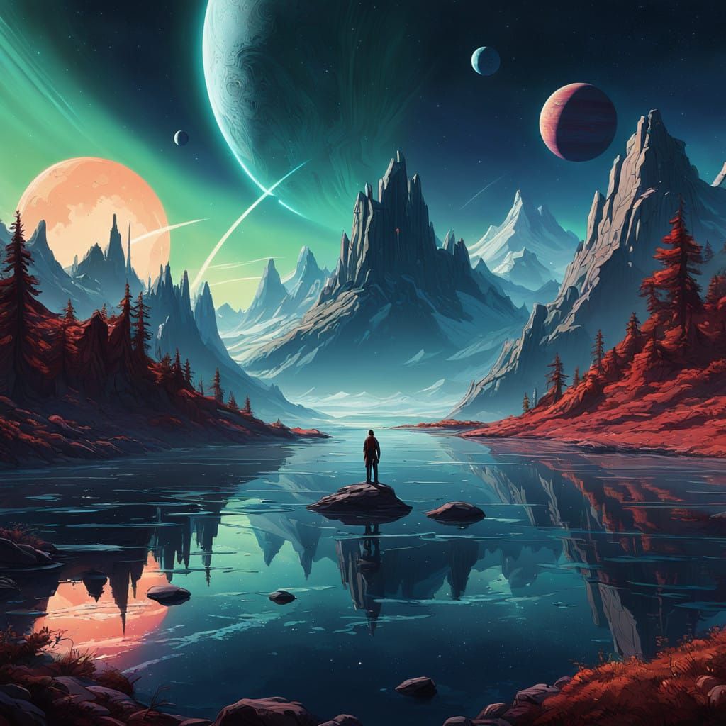 Cosmic Dreamscape in Oil Painting Style