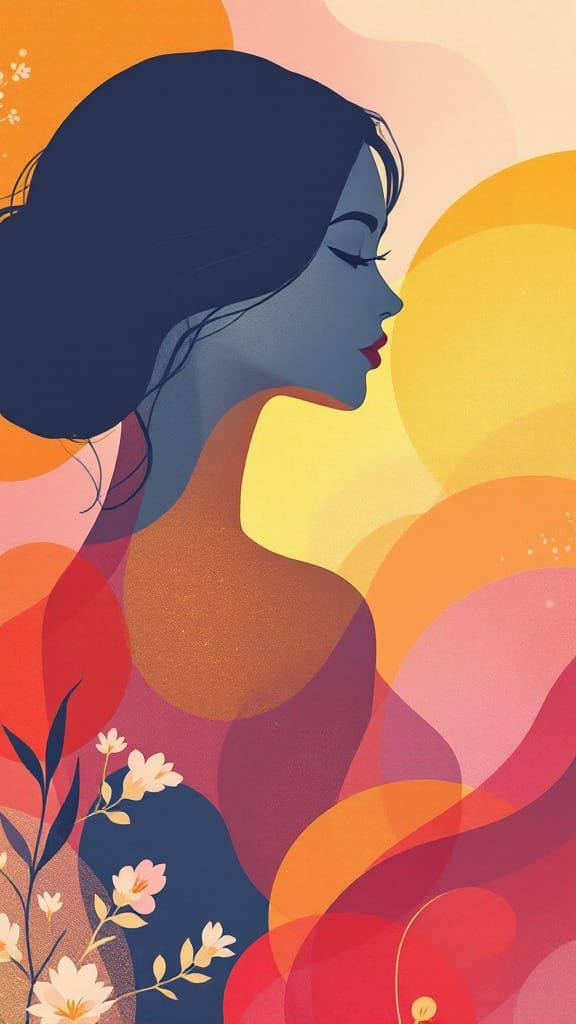 Elegant Woman Silhouette Book Cover in Sunrise Hues