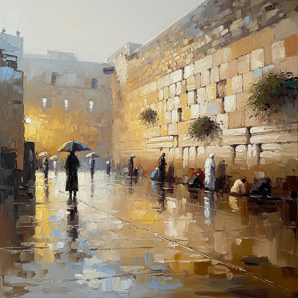 Western Wall in Jerusalem: Abstract Impressionist Oil Painti...
