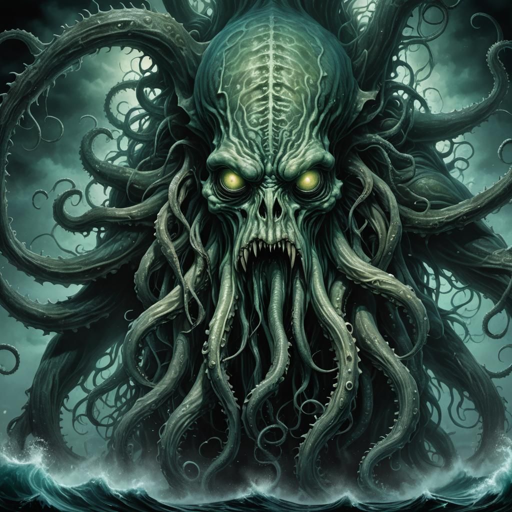 Nightmarish Tentacled Monster Emerges from Dark Ocean