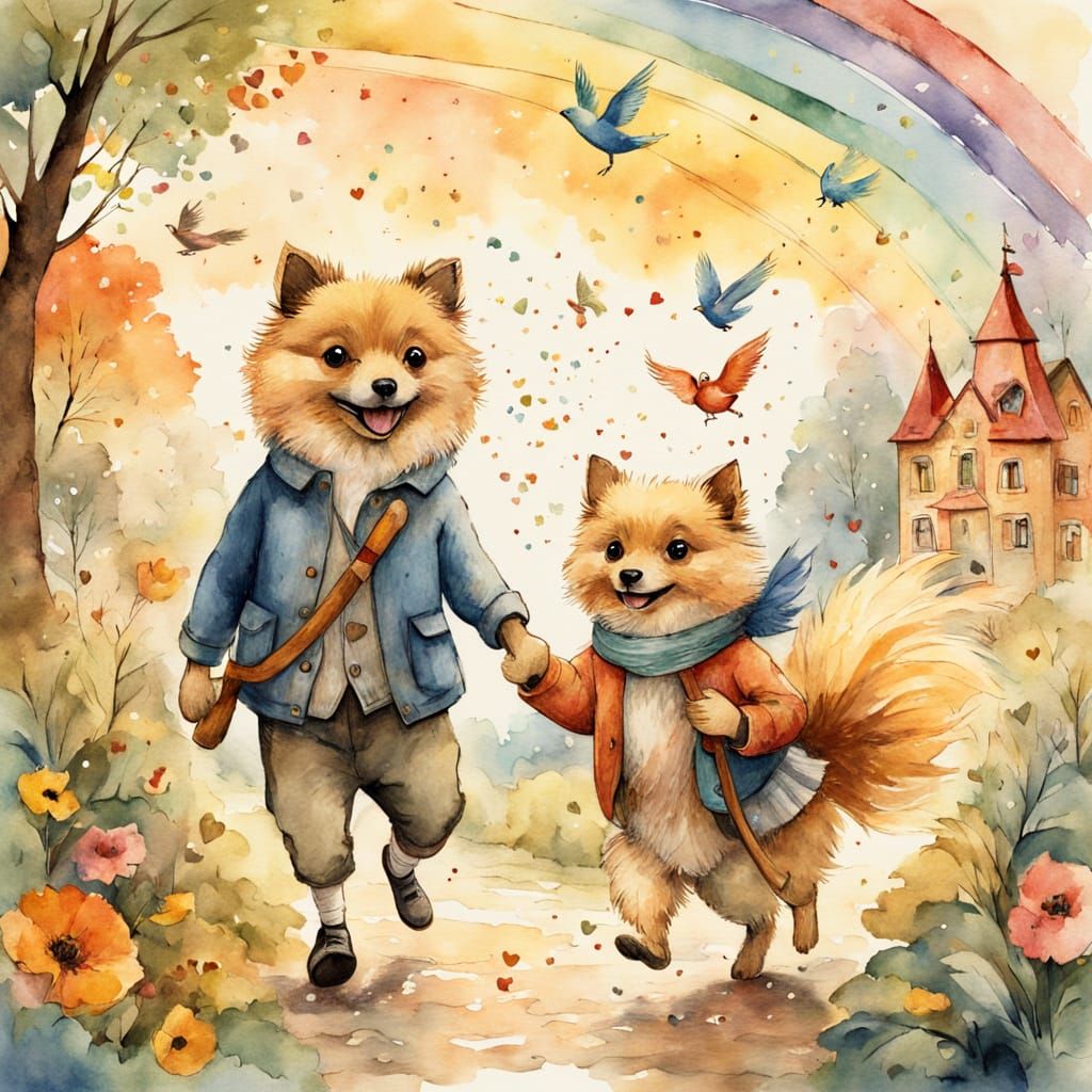 Whimsical Children's Book Illustration in Dreamy Watercolor ...
