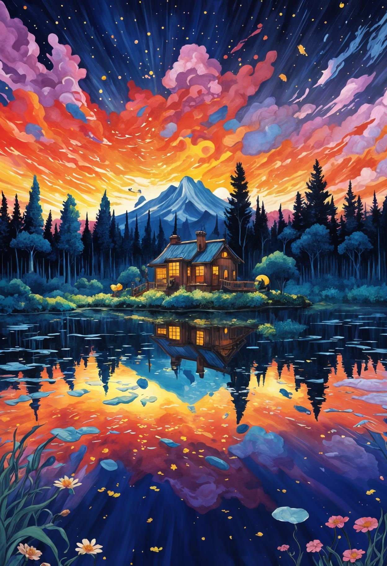 Whimsical Sci-Fi Fantasy Landscape in Studio Ghibli Style