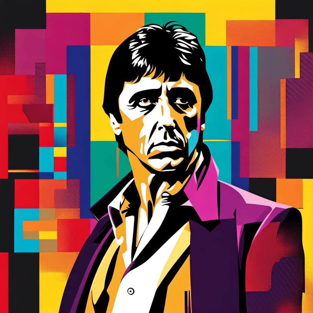 Tony Montana Pop Art Portrait in 8k
