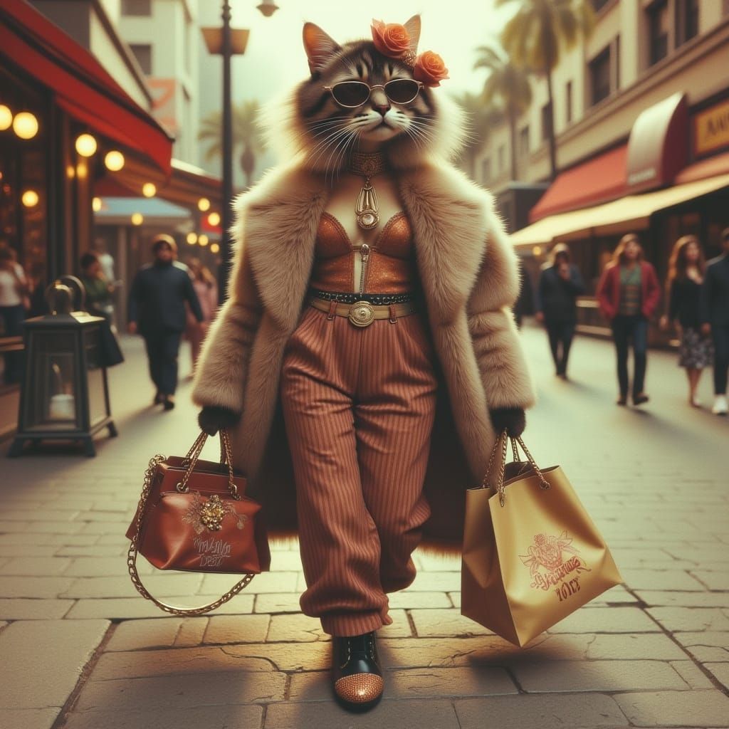 Cat in High Fashion on Hollywood Boulevard