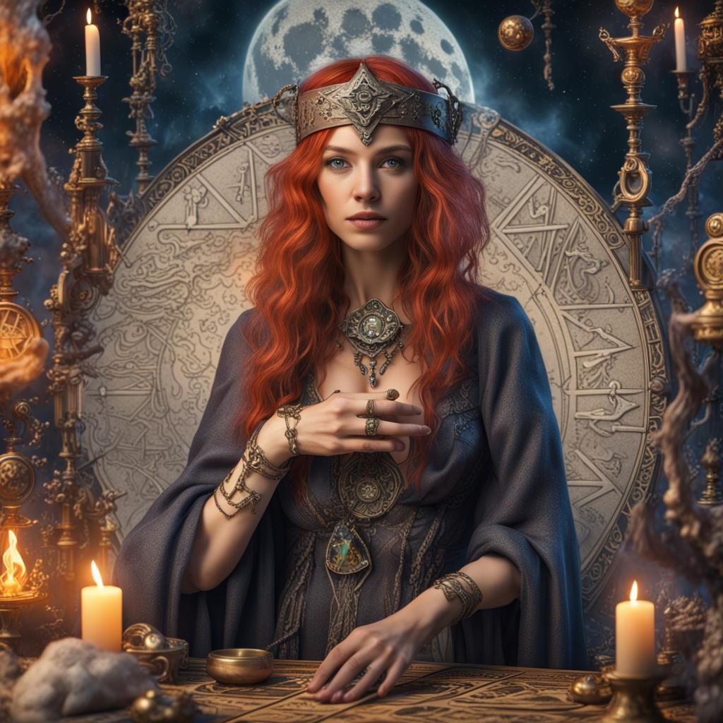Whimsical Sorceress on Tarot Card in Ultra HD