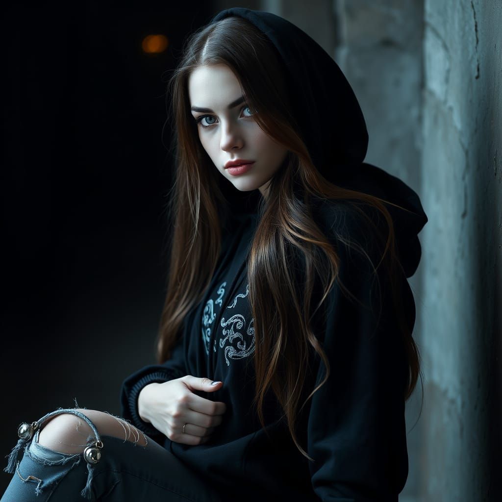 Gothic Beauty in Moody Darkness