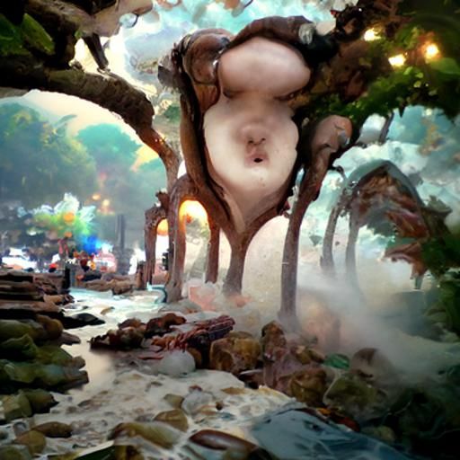 Intestines on Nudist Beach in Ethereal Fantasy Style