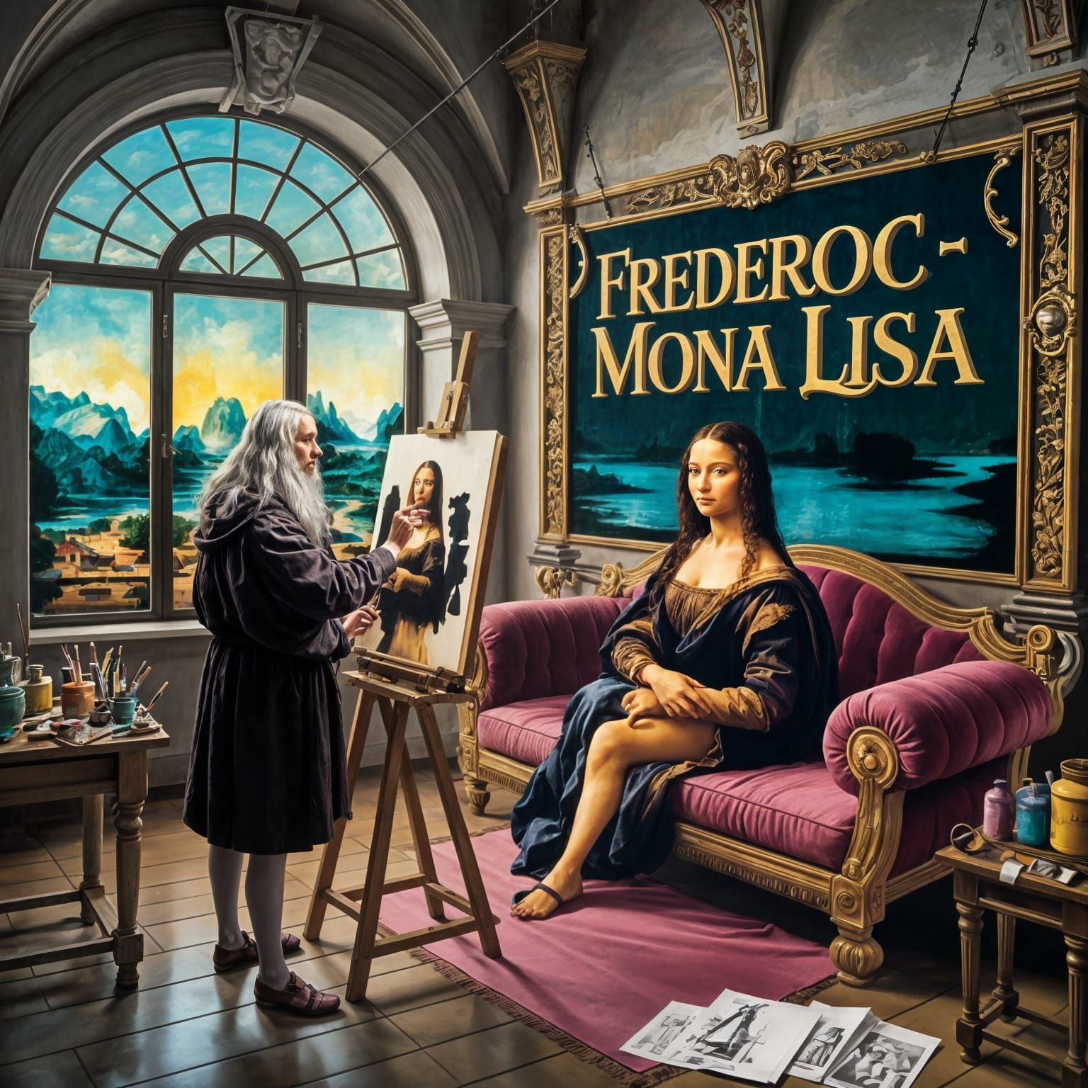 Leonardo da Vinci Paints Mona Lisa in Renaissance Studio