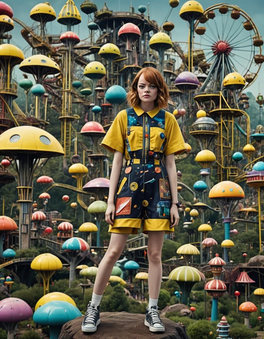 Emma Stone in Sci-Fi Wonderland Theme Park