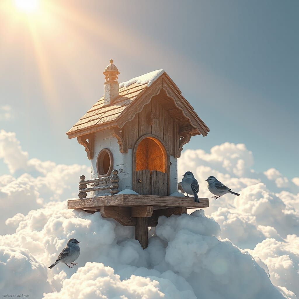 Heavenly Birdhouse in Dreamy Anime Style