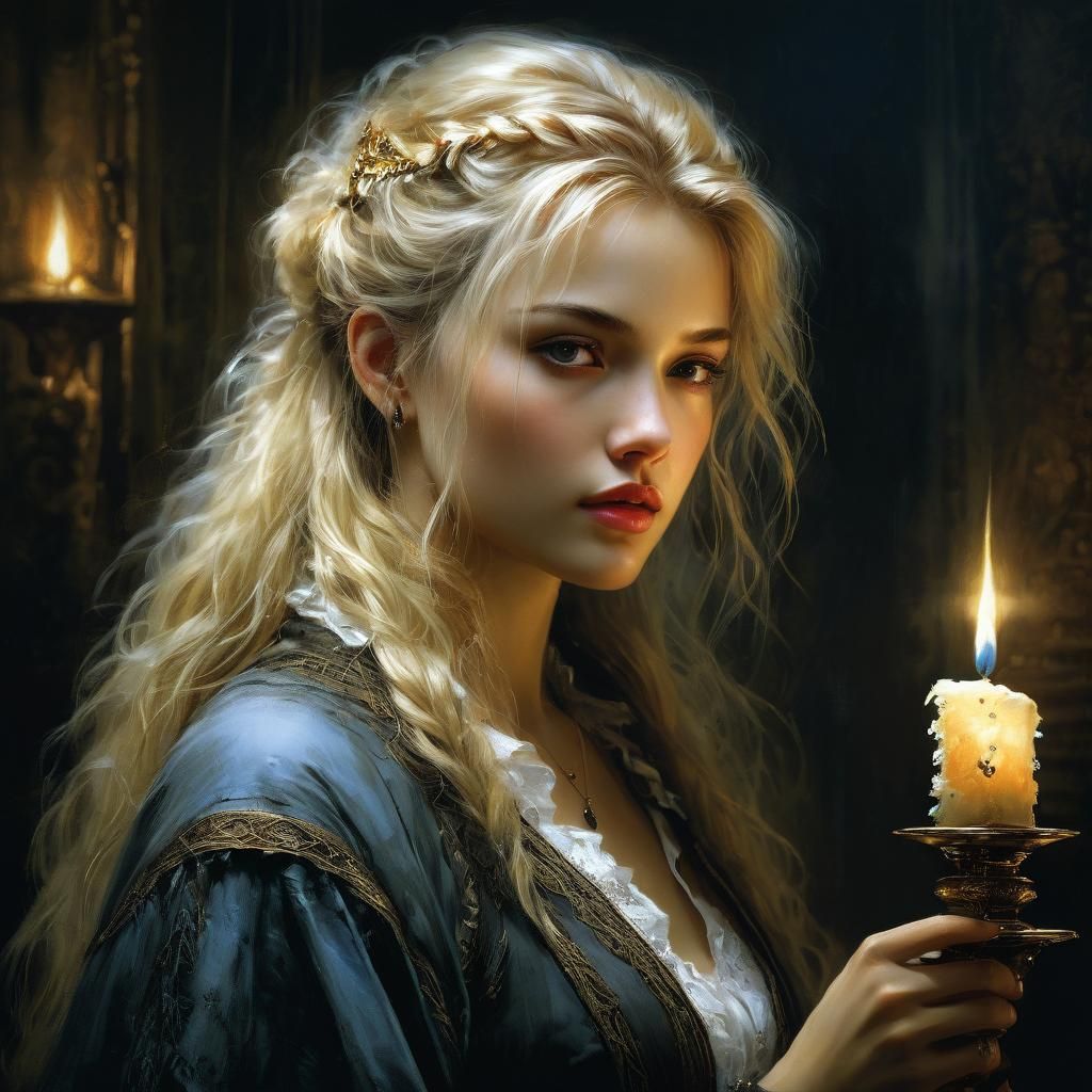 Victorian Blonde Beauty by Candlelight