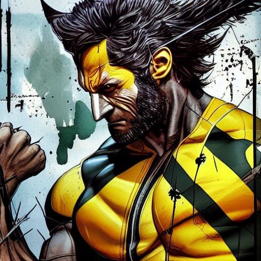 Wolverine Portrait in Cyberpunk Pop Art Style