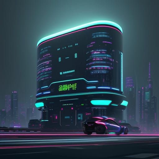 Futuristic Cityscape Collides with Delivery Robot