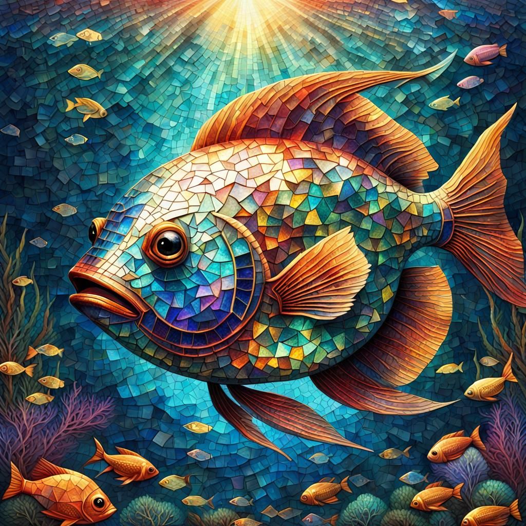 Underwater mosaic fish