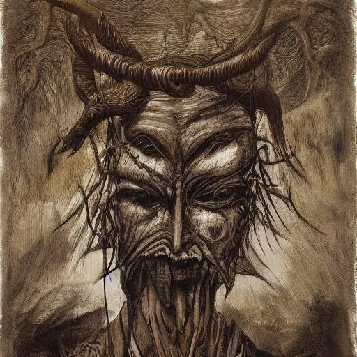 Dark Lord with Beasts in Surrealist Masterpiece