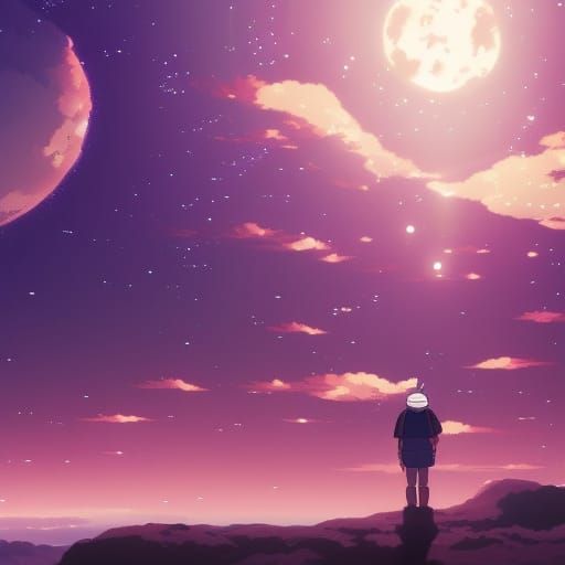 Anime Space Scene in Studio Ghibli Style