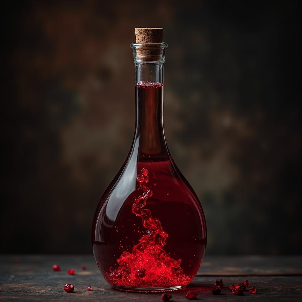 Elegant Wine Bottle Containing Distilled Wrath