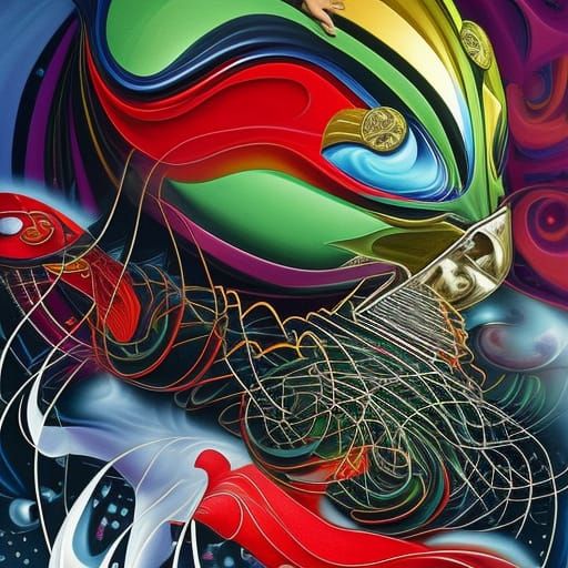 Surreal Sphinx on Hellish Beach as Abstract Art