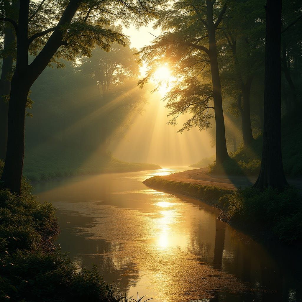 Cinematic Riverbank Roadscape