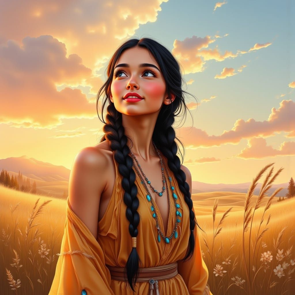 Dreamy Native American Woman