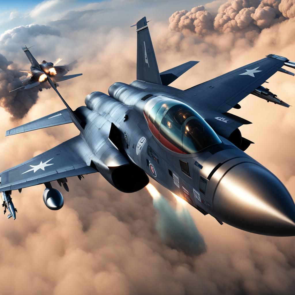 Fighter Jet Launches Missile in Modern War