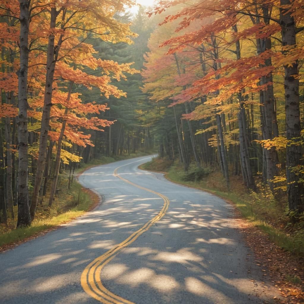 Autumn Road in Laurentians: Breathtaking Landscape Photograp...