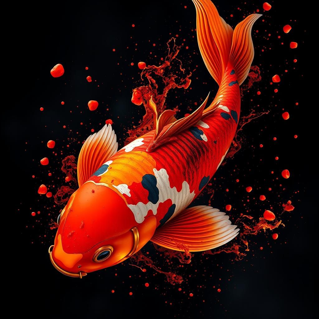 Vibrant Abstract Koi in Digital Painting Style
