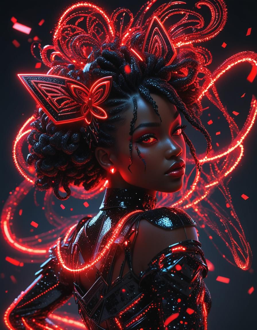 Neon Glitter Girl with Dynamic Lighting