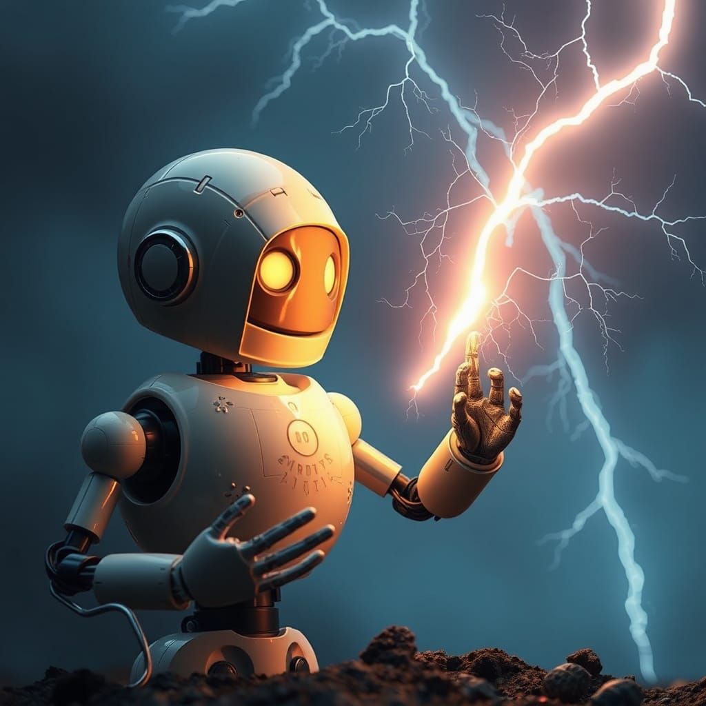 Robot and Cursed Egg Struck by Lightning