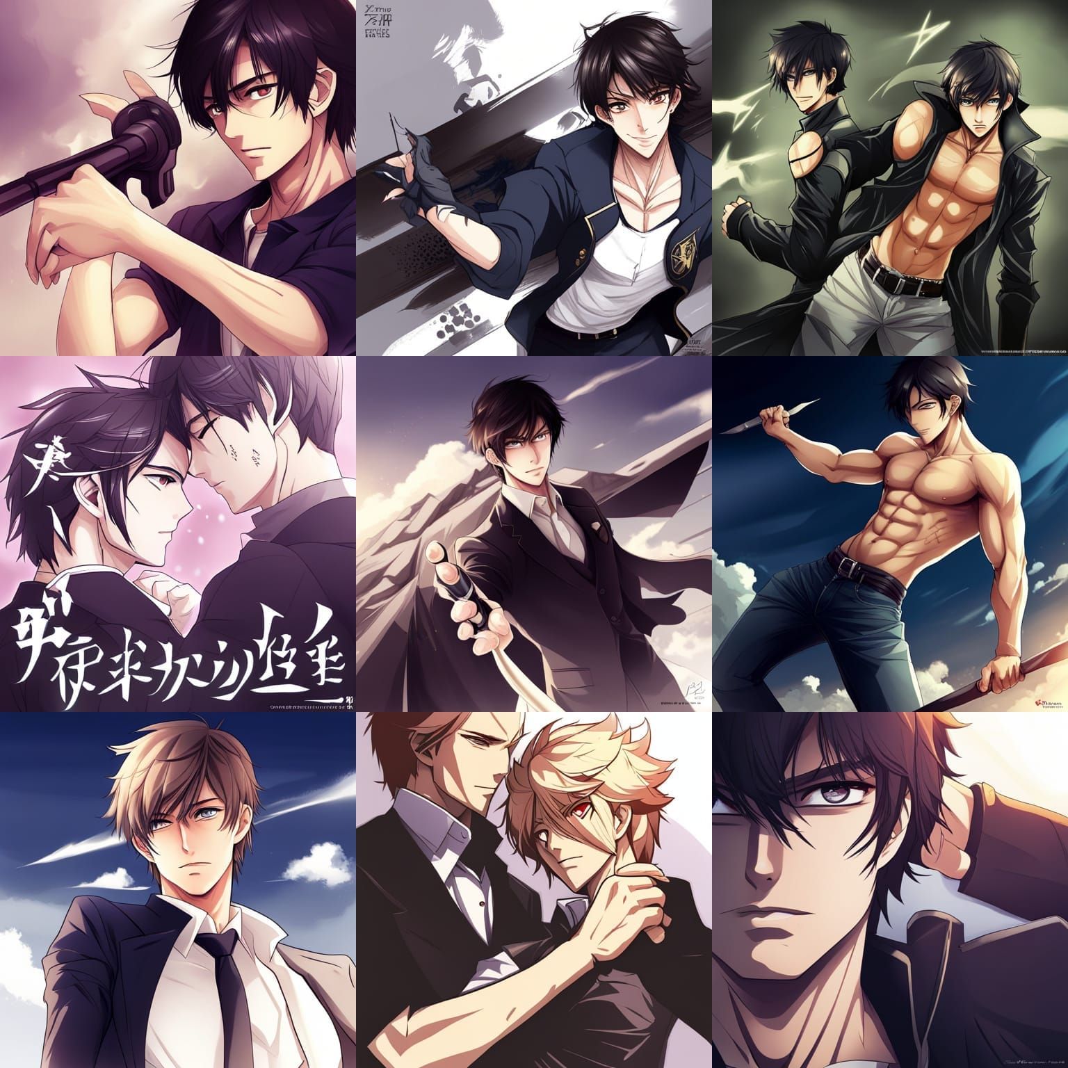 Handsome Strong Man in Anime Style