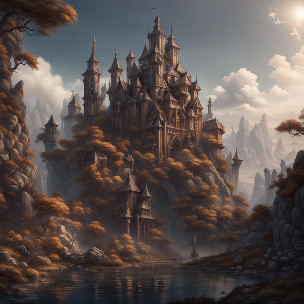 Fantastical Detailed Matte Painting in Deep Color