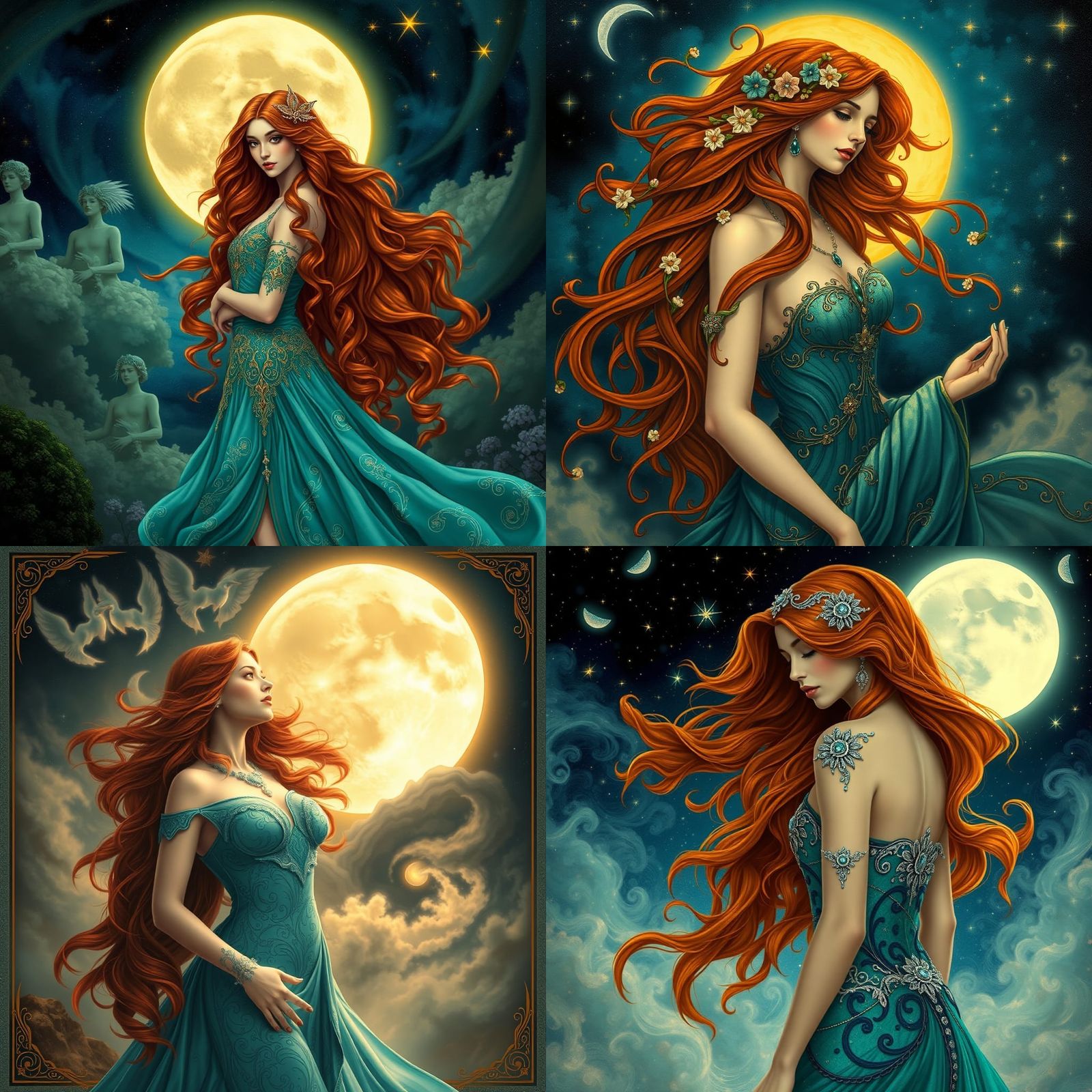 Moon Goddess in Art Nouveau Style