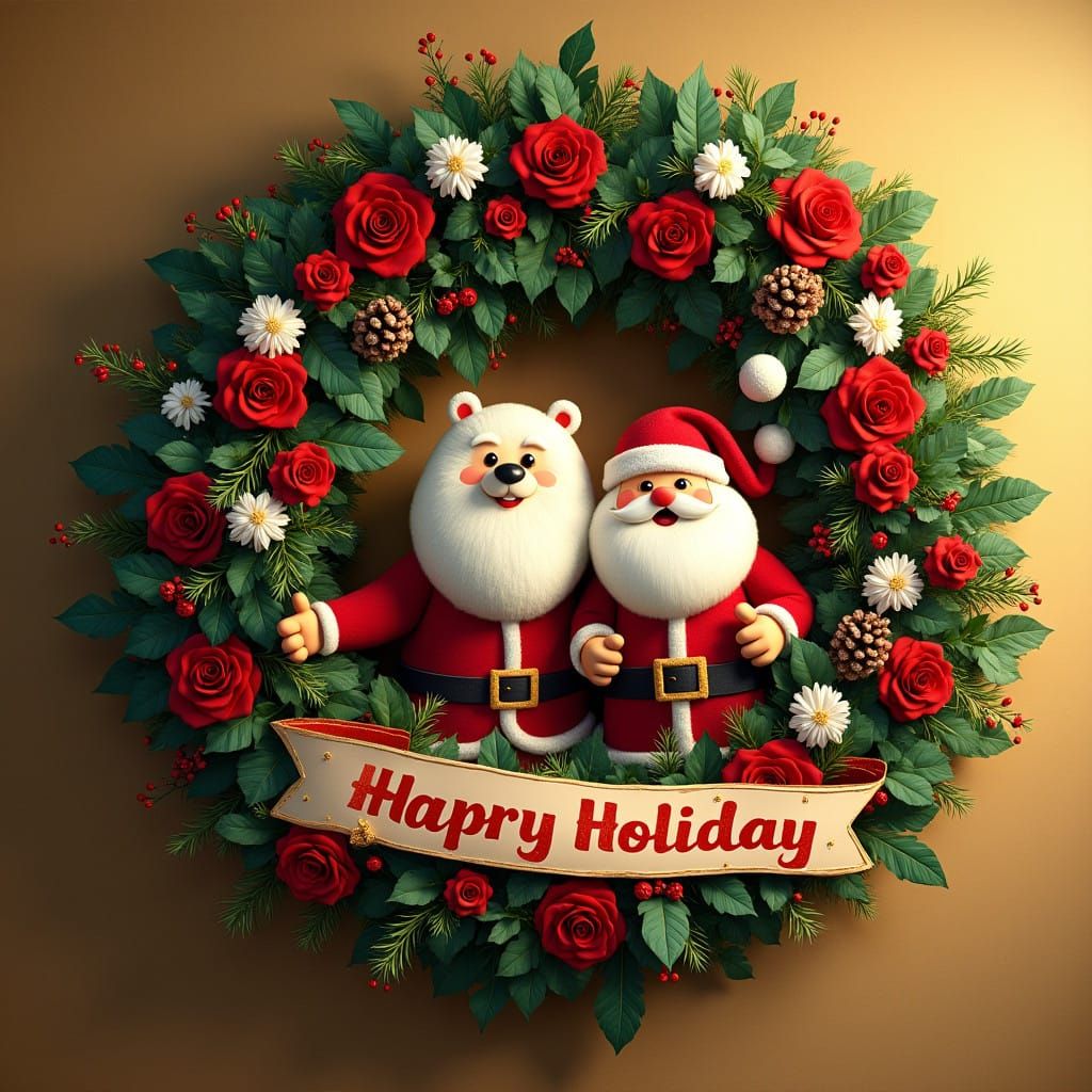 Whimsical Winter Wonderland Wreath in Vibrant Holiday Colors...