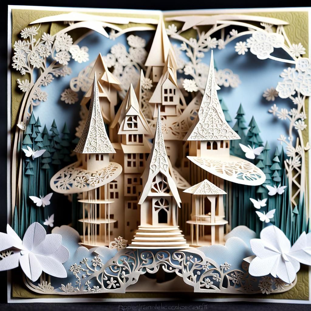 Fairy Village on Intricate Paper Lace Card