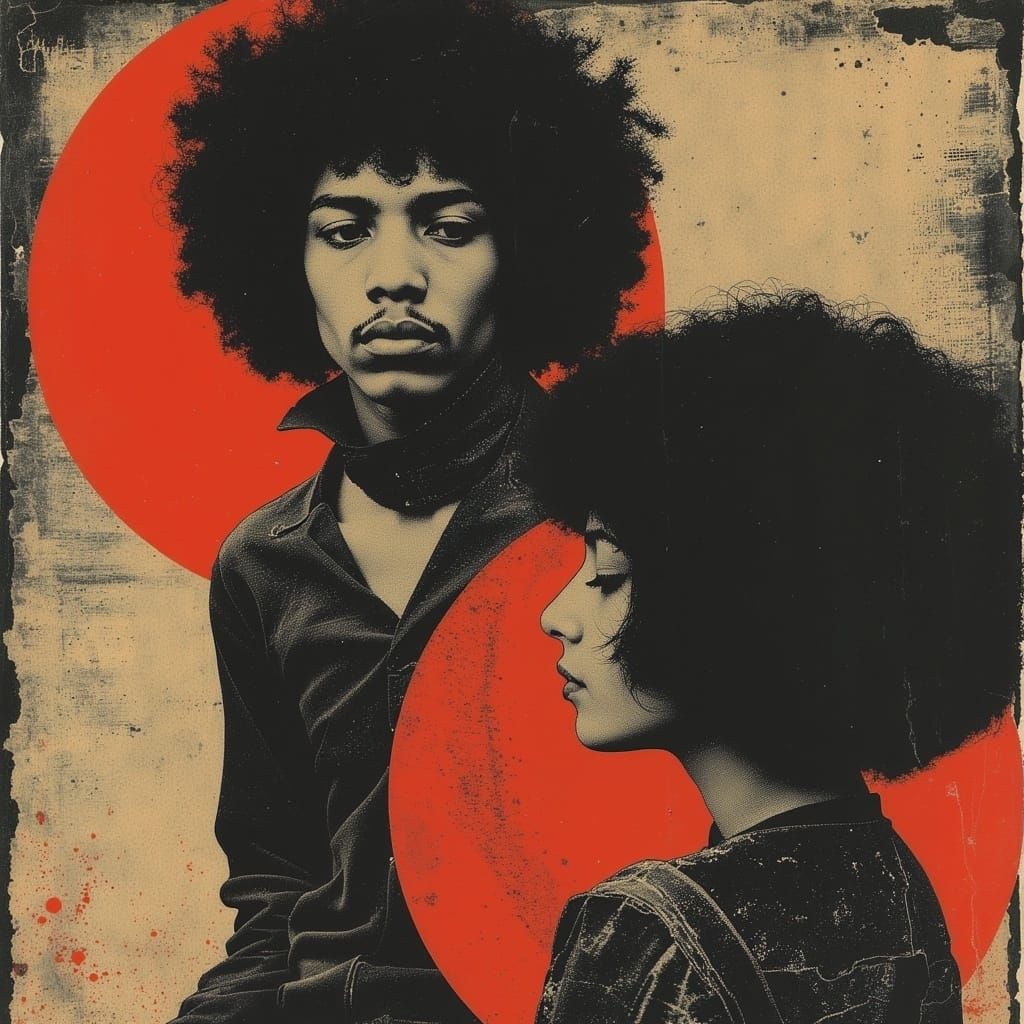 Psychedelic Jimi Hendrix Portrait in Vibrant Purple Hues