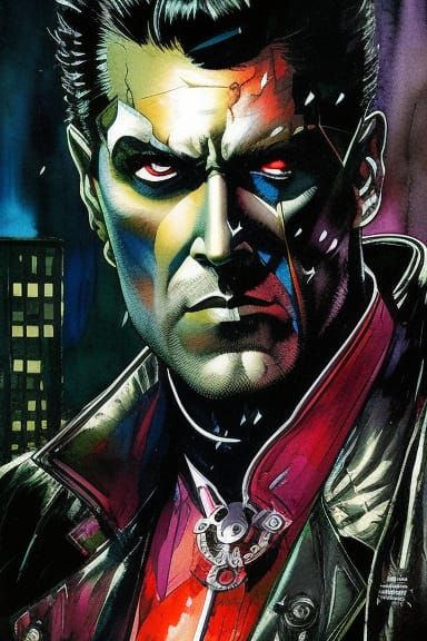 Noir Superhero Portrait in Gothic Style