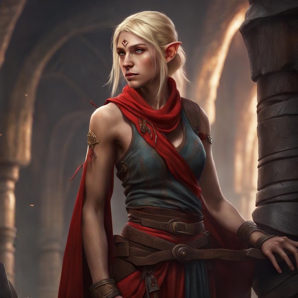 Half Elf Monk in Detailed Fantasy Art