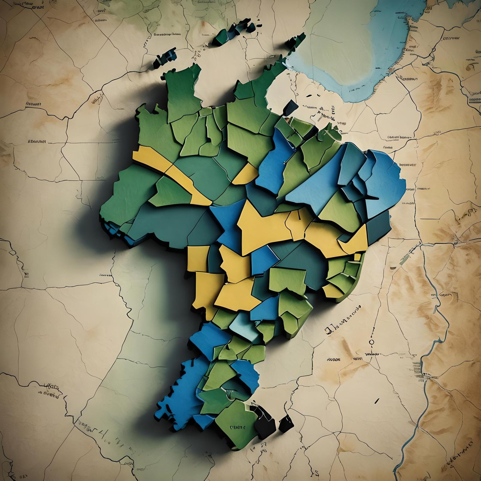 3D Map of Brazil with Black X