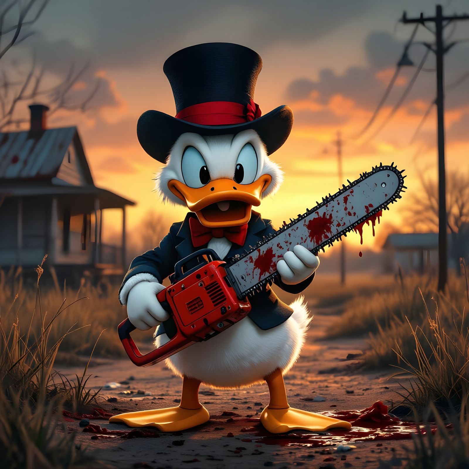 Scrooge McDuck in Texas Chainsaw Massacre