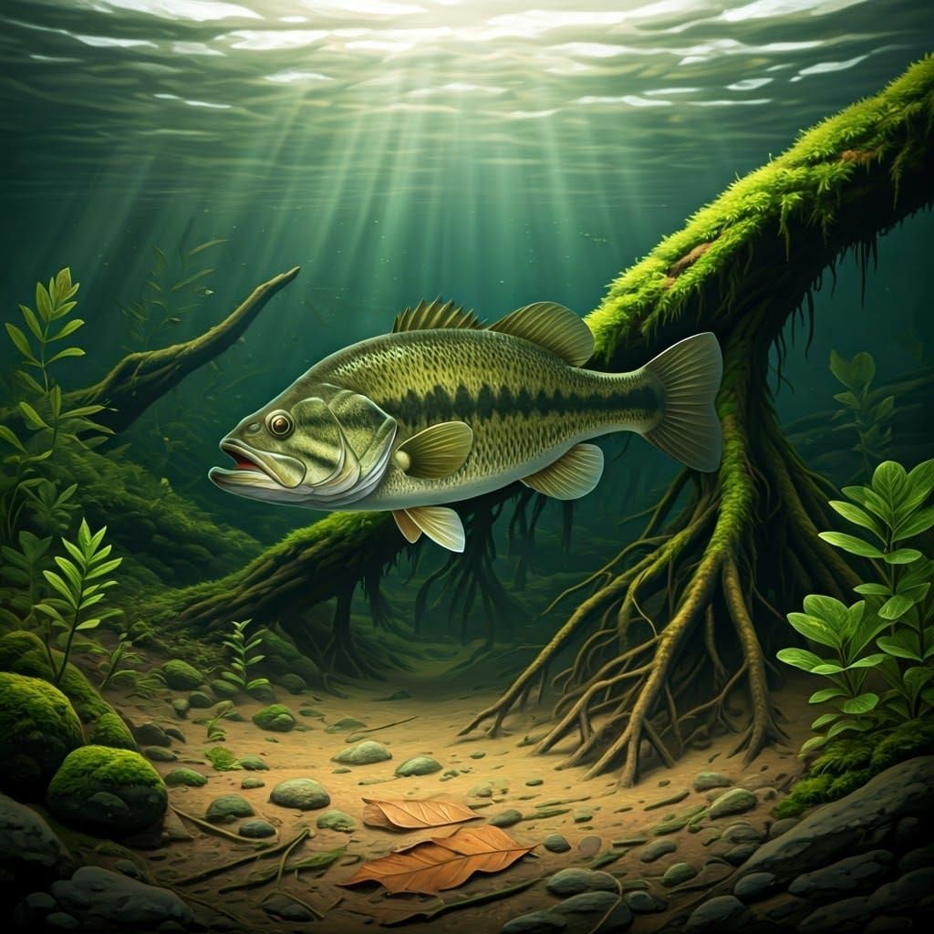 Mysterious Swamp Scene in Watercolor Style